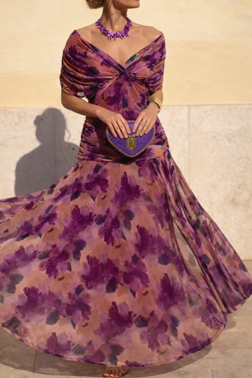 Louise | Robe longue de soirée élégante à col en V