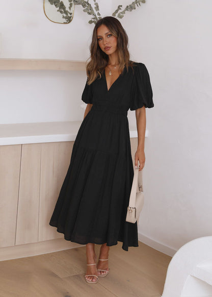 Robe longue bohème à manches bouffantes feroval