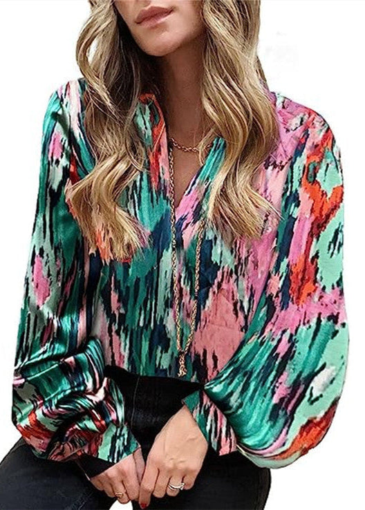 Chemise imprimée à col en V – Tendance et élégante Feroval