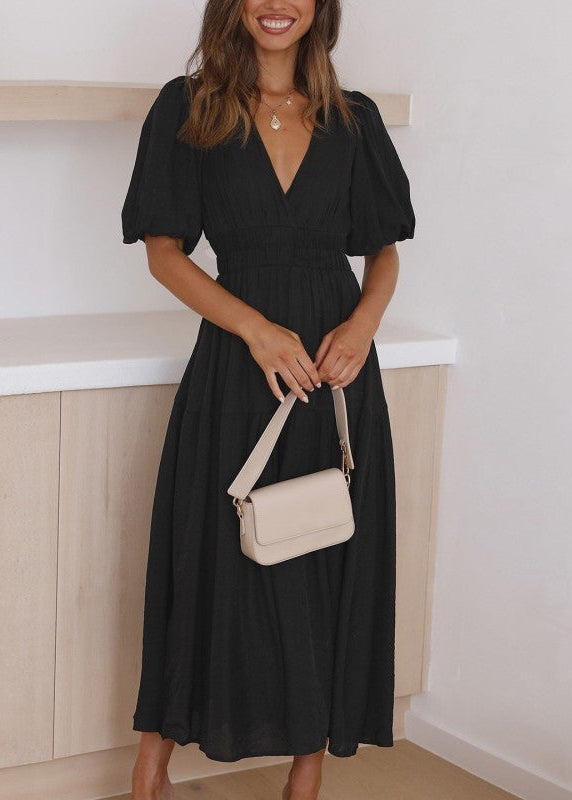 Robe longue bohème à manches bouffantes