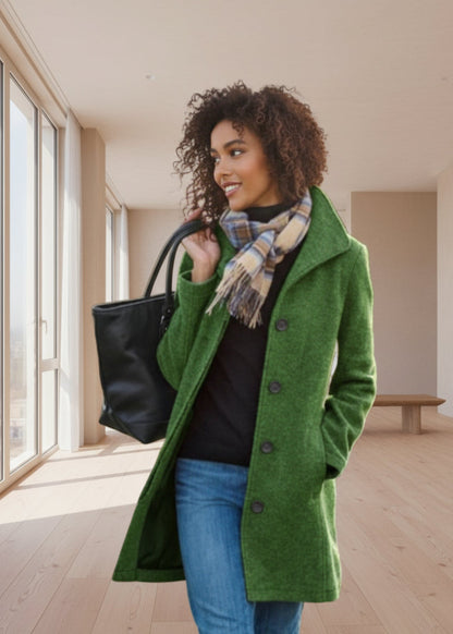 Manteau en laine uni pour femmes - Longueur moyenne Feroval