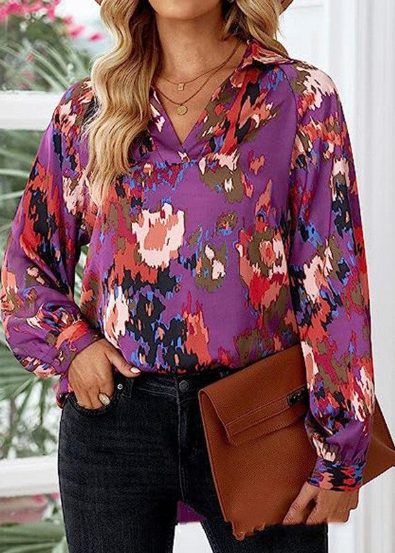 Chemise imprimée à col en V – Tendance et élégante Feroval