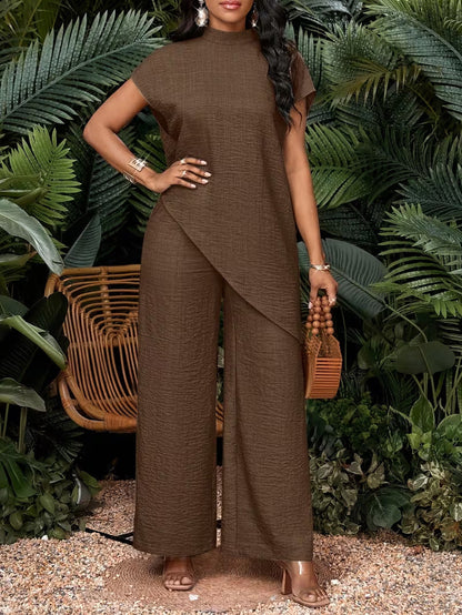 Ensemble Chemisier Asymétrique et Jupe Maxi - Coupe Chic et Ample