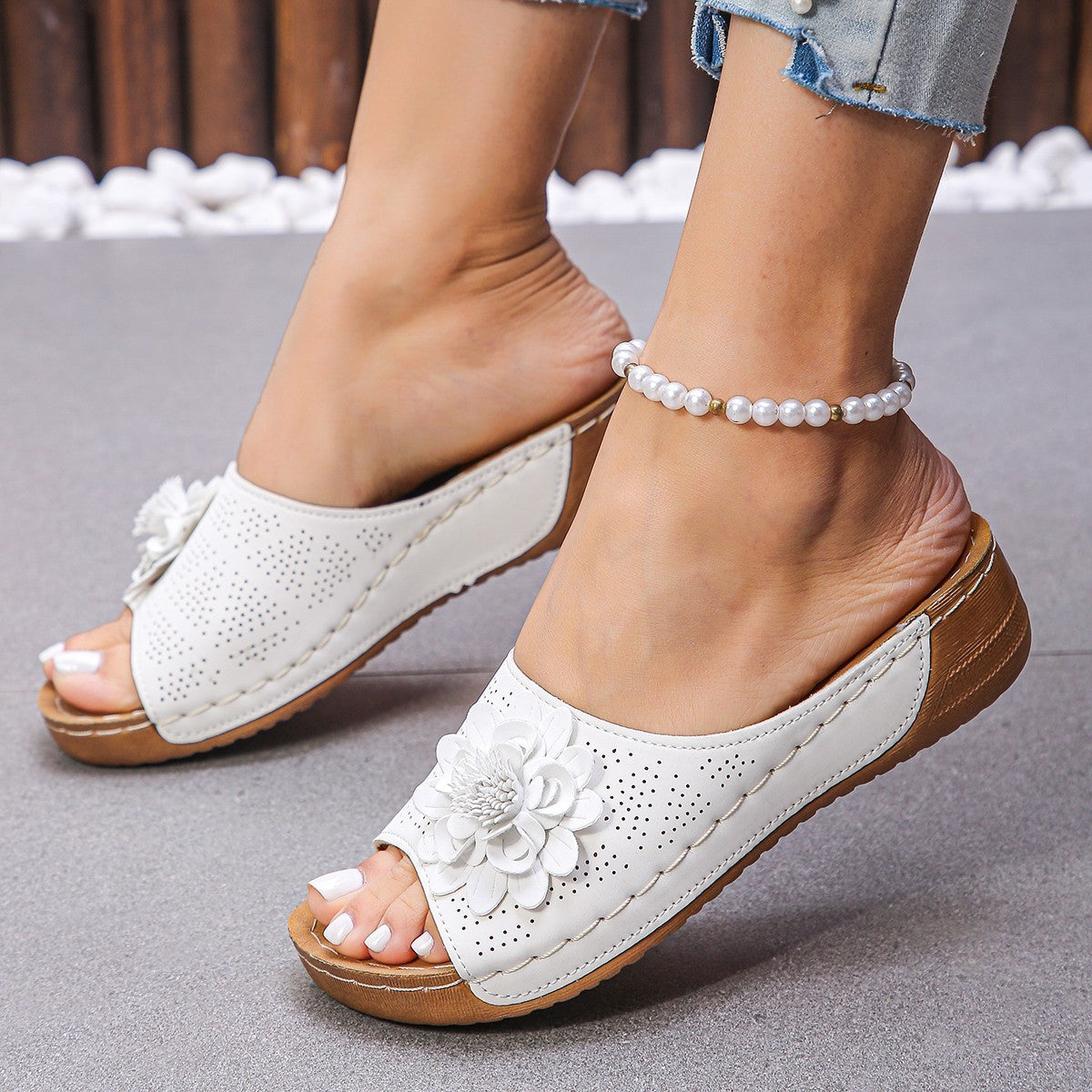 Sandales Compensées Femme à Talon - Mules d'Été Feroval
