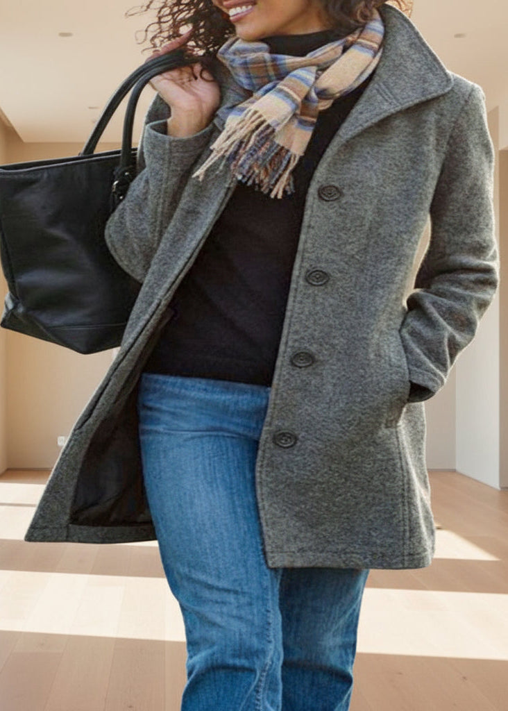 Manteau en laine uni - Longueur moyenne