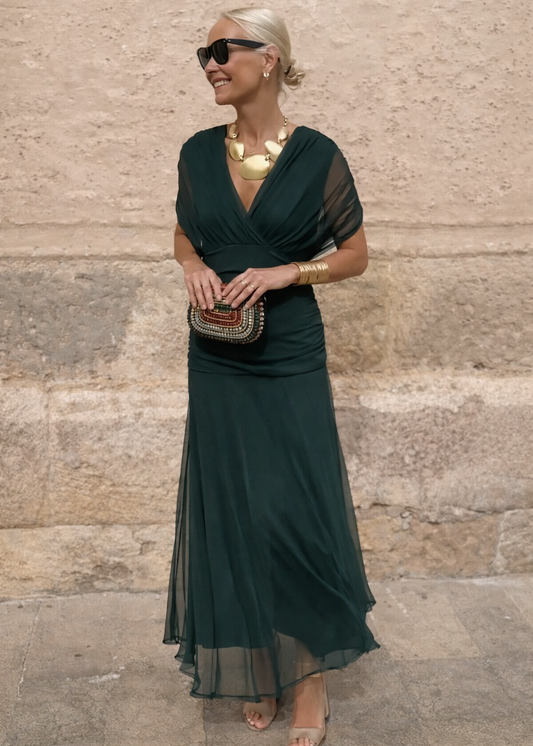 Louise | Robe longue de soirée élégante à col en V