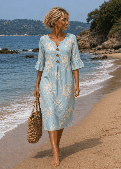 Calyra | Robe fluide estivale à boutons