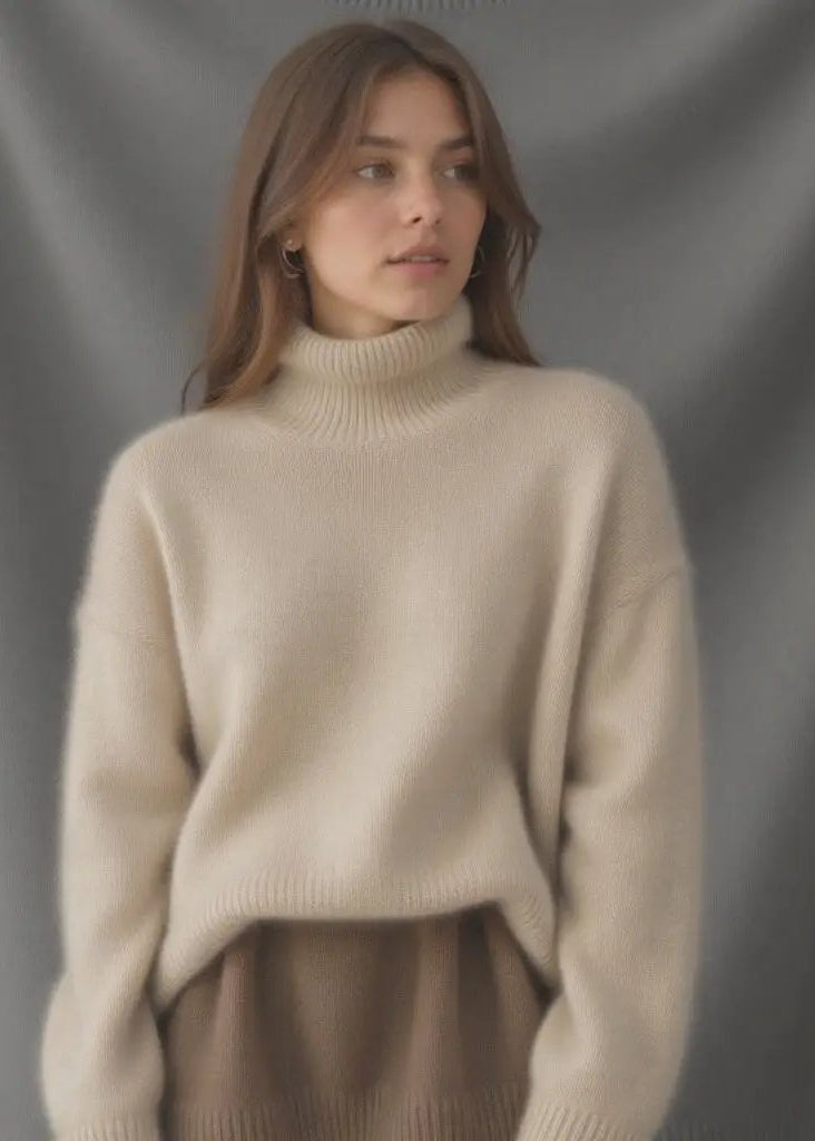 Pull Col Roulé Oversize en Cachemire