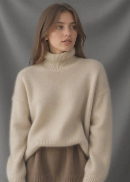 Pull Col Roulé Oversize en Cachemire
