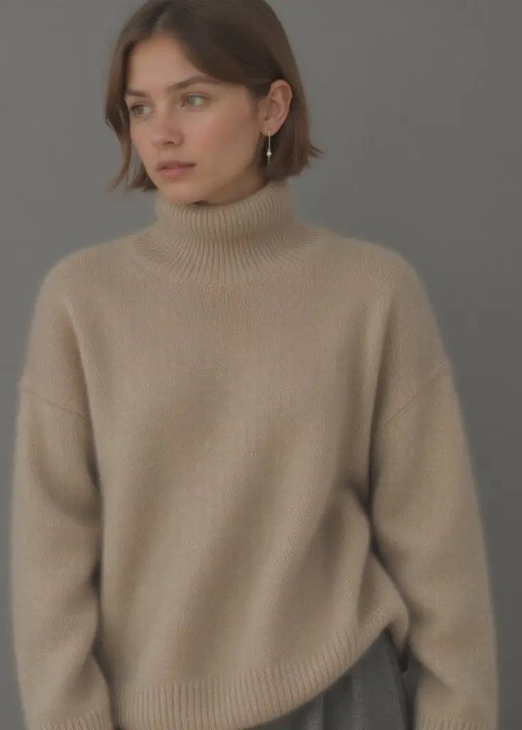 Pull Col Roulé Oversize en Cachemire