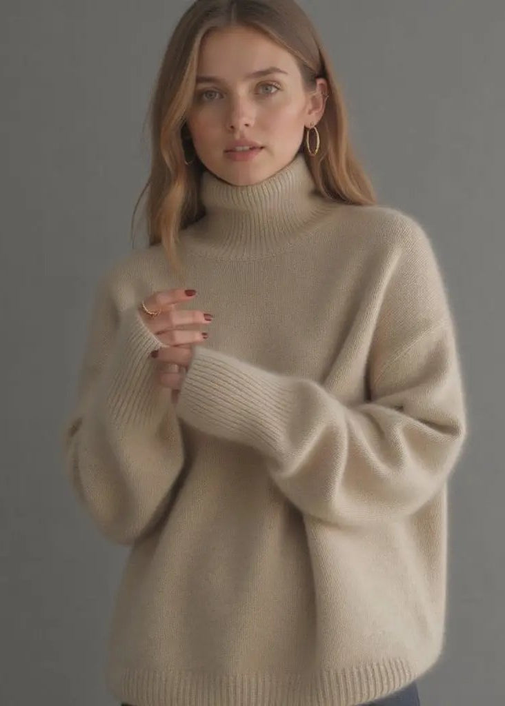 Pull Col Roulé Oversize en Cachemire