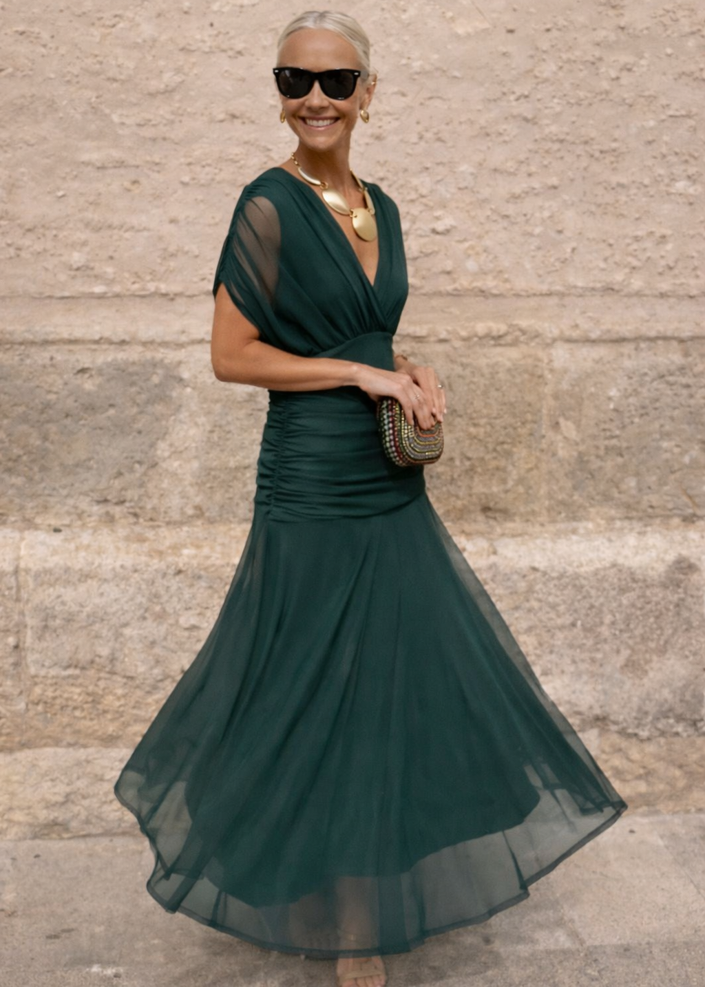 Louise | Robe longue de soirée élégante à col en V