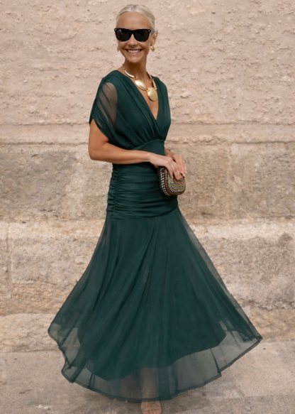 Louise | Robe longue de soirée élégante à col en V