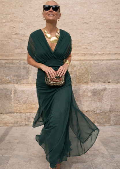 Louise | Robe longue de soirée élégante à col en V