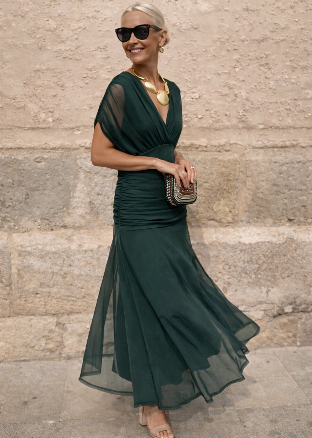 Louise | Robe longue de soirée élégante à col en V