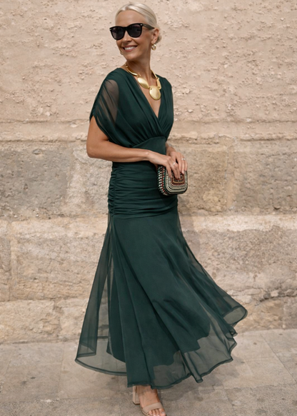 Louise | Robe longue de soirée élégante à col en V
