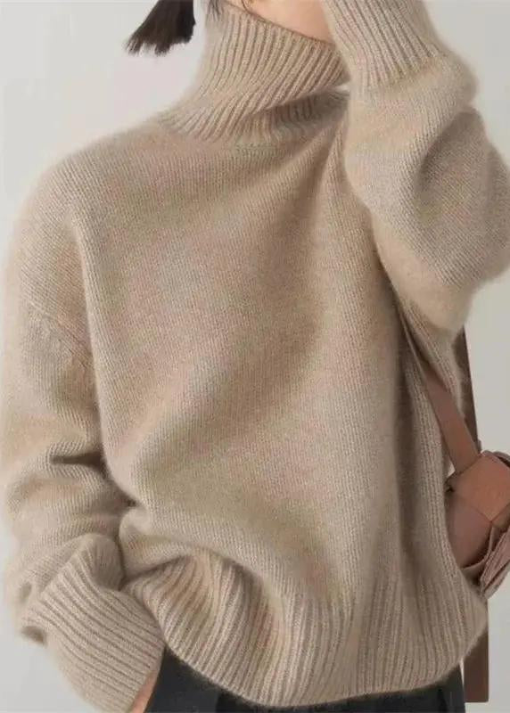 Pull Col Roulé Oversize en Cachemire Feroval