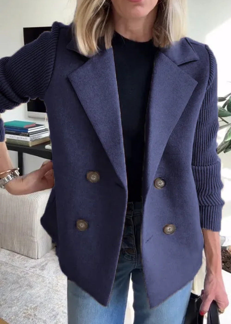 Manteau décontracté à manches patchwork boutonnées Feroval