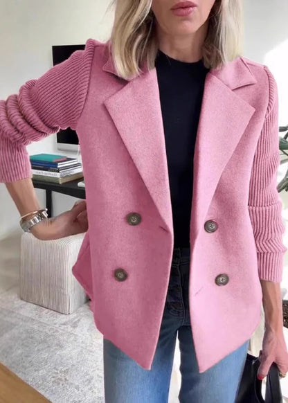 Manteau décontracté à manches patchwork boutonnées