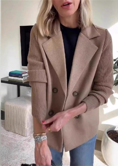 Manteau décontracté à manches patchwork boutonnées Feroval