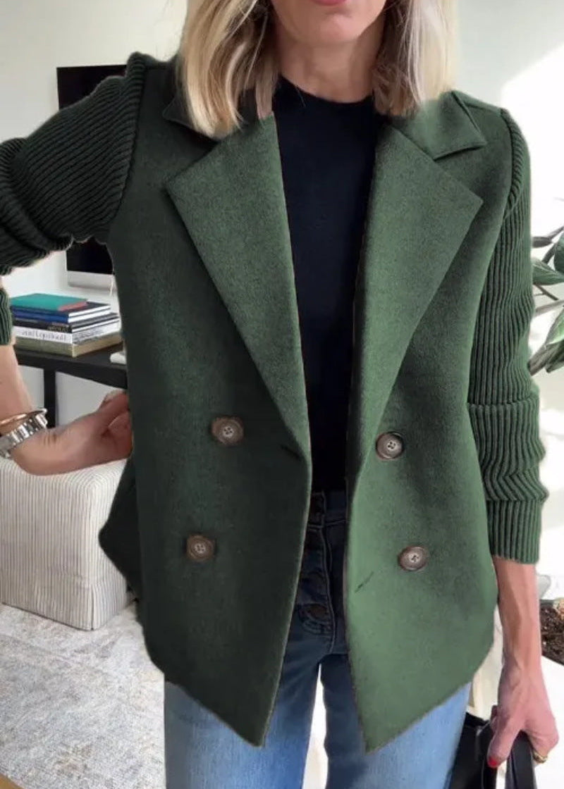 Manteau décontracté à manches patchwork boutonnées Feroval