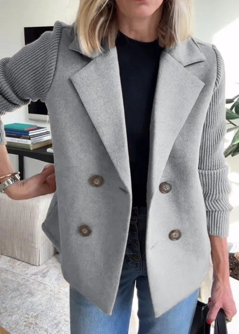 Manteau décontracté à manches patchwork boutonnées Feroval