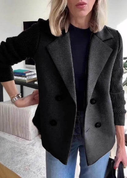 Manteau décontracté à manches patchwork boutonnées Feroval