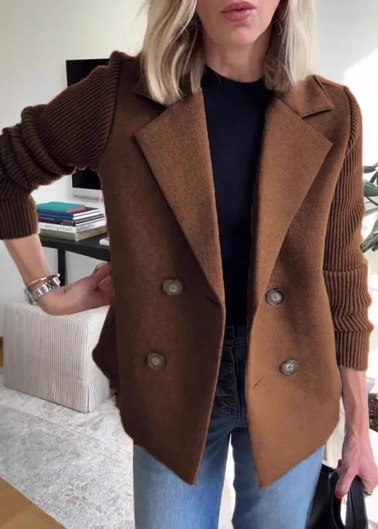 Manteau décontracté à manches patchwork boutonnées Feroval
