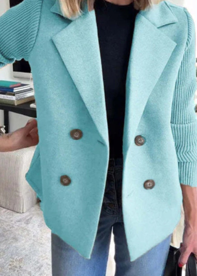 Manteau décontracté à manches patchwork boutonnées Feroval
