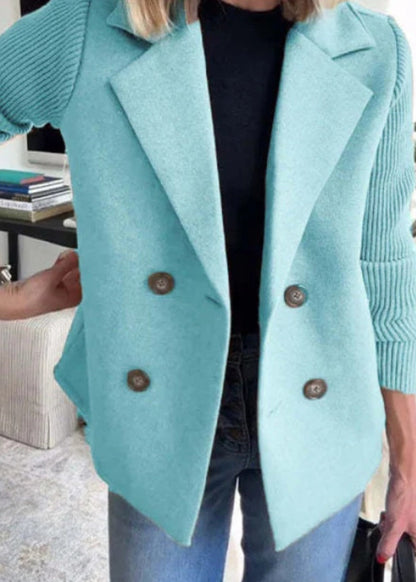 Manteau décontracté à manches patchwork boutonnées Feroval