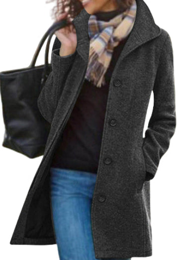 Manteau en laine uni pour femmes - Longueur moyenne Feroval