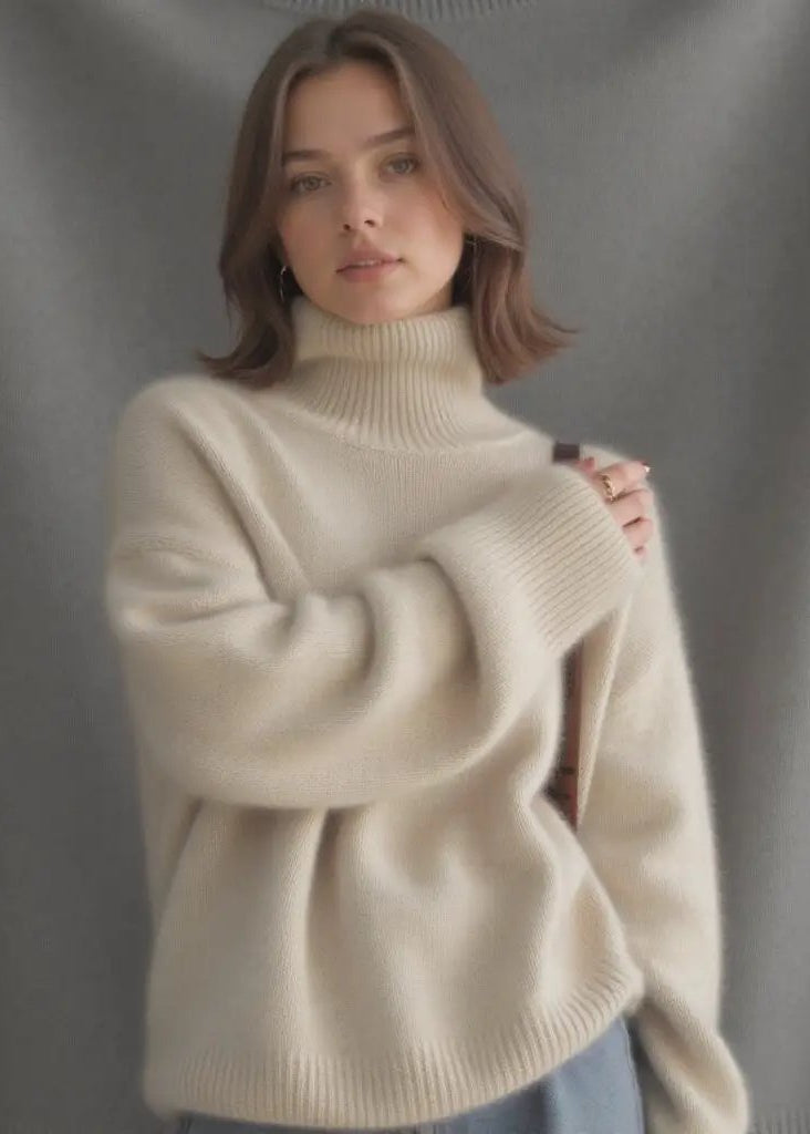 Pull Col Roulé Oversize en Cachemire