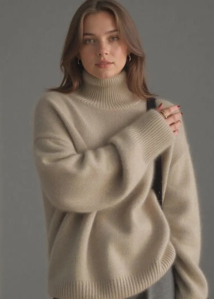 Pull Col Roulé Oversize en Cachemire