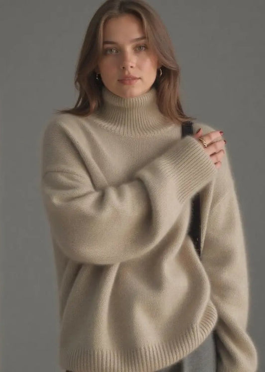 Pull Col Roulé Oversize en Cachemire